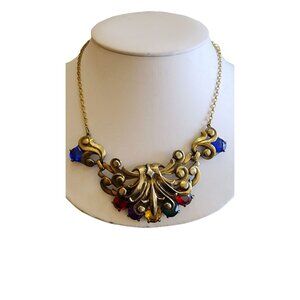 Vintage Art Deco Resin Colorful Pendant Necklace (A2790)